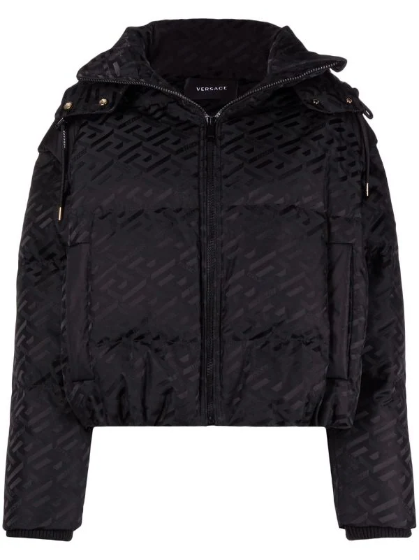 Versace Doudoune à Logo Imprimé 1B000 BLACK 1 Versace Doudoune à Logo Imprimé 1B000 BLACK