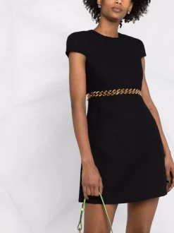 ( Nouvelle Collection ) Versace 1B000 BLACK Robe Courte à Design Tissé Femme -Pas Cher Versace Boutique 17322808 38213046 600