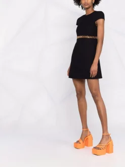 ( Nouvelle Collection ) Versace 1B000 BLACK Robe Courte à Design Tissé Femme -Pas Cher Versace Boutique 17322808 38213048 600