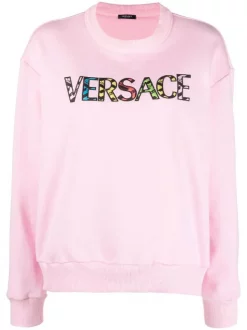 ( Nouvelle Collection ) Versace 1PB90 PINK Sweat En Coton à Broderies Femme