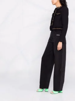 ( Nouvelle Collection ) Versace 1B000 BLACK Veste Crop En Tweed à Détail De Chaîne Femme -Pas Cher Versace Boutique 17322823 37741413 600