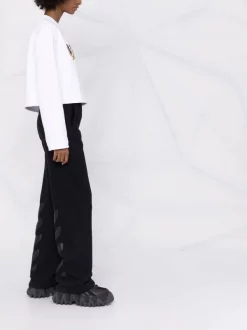 ( Nouvelle Collection ) Versace 1W000 OPTICAL WHITE Sweat Crop à Imprimé Baroque Femme -Pas Cher Versace Boutique 17322824 37892134 600