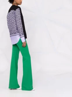 ( Nouvelle Collection ) Versace Cardigan La Greca à Empiècements Contrastants 5L160 ORCHID + BLACK -Pas Cher Versace Boutique 17322825 37740128 600