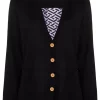 ( Nouvelle Collection ) Versace Cardigan La Greca à Empiècements Contrastants 5L160 ORCHID + BLACK