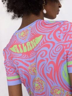 ( Nouvelle Collection ) Versace T-shirt à Imprimé Greca 5R140 CORAL+ORCHID -Pas Cher Versace Boutique 17322827 37889522 600