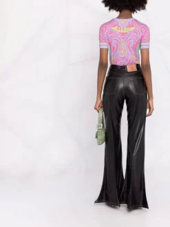 ( Nouvelle Collection ) Versace T-shirt à Imprimé Greca 5R140 CORAL+ORCHID -Pas Cher Versace Boutique 17322827 37889547 600