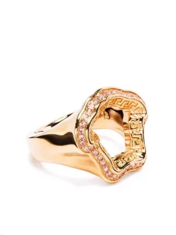 ( Nouvelle Collection ) Versace 4J310 VERSACE GOLD LIGHT ROSE Bague Greca à Fini Martelé Femme