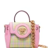 ( Nouvelle Collection ) Versace 6Y11V PINEAPPLE + MULTICOLOR + BABY PINK - VERSACE GOLD Sac à Main La Medusa En Cuir Femme