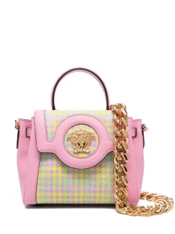 ( Nouvelle Collection ) Versace 6Y11V PINEAPPLE + MULTICOLOR + BABY PINK - VERSACE GOLD Sac à Main La Medusa En Cuir Femme