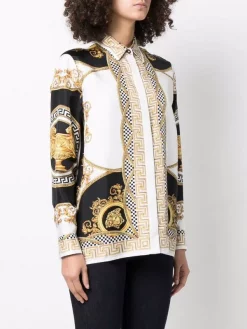 Versace Chemise La Coupe Des Dieux Imprimée 5W170 WHITE/GOLD/BLACK -Pas Cher Versace Boutique 17323260 37439826 600