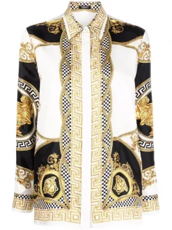 Versace Chemise La Coupe Des Dieux Imprimée 5W170 WHITE/GOLD/BLACK