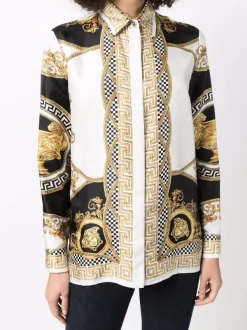 Versace Chemise La Coupe Des Dieux Imprimée 5W170 WHITE/GOLD/BLACK -Pas Cher Versace Boutique 17323260 37440843 600