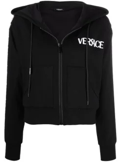 ( Nouvelle Collection ) Versace Hoodie à Imprimé Greca 1B000 BLACK