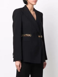( Nouvelle Collection ) Versace 1B000 BLACK Blazer à Taille à Chaîne Femme -Pas Cher Versace Boutique 17323271 37215506 600