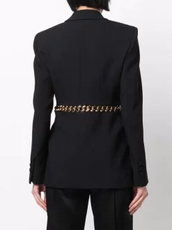 ( Nouvelle Collection ) Versace 1B000 BLACK Blazer à Taille à Chaîne Femme -Pas Cher Versace Boutique 17323271 37216407 600