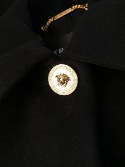 ( Nouvelle Collection ) Versace 1B000 BLACK Manteau évasé En Laine à Détails De Chaînes Femme -Pas Cher Versace Boutique 17323272 37861756 600