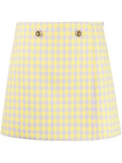 ( Nouvelle Collection ) Versace Jupe En Laine Medusa à Carreaux 2L330 ORCHID PINEAPLE