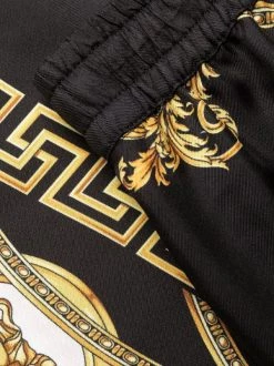 ( Nouvelle Collection ) Versace Pantalon Ample En Soie à Imprimé La Coupe Des Dieux 5B090 BLACK+GOLD -Pas Cher Versace Boutique 17323277 37738793 600