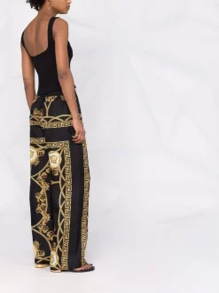 ( Nouvelle Collection ) Versace Pantalon Ample En Soie à Imprimé La Coupe Des Dieux 5B090 BLACK+GOLD -Pas Cher Versace Boutique 17323277 37739658 600