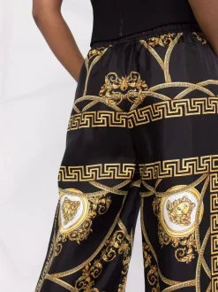 ( Nouvelle Collection ) Versace Pantalon Ample En Soie à Imprimé La Coupe Des Dieux 5B090 BLACK+GOLD -Pas Cher Versace Boutique 17323277 37740123 600