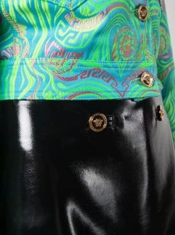 ( Nouvelle Collection ) Versace 1B000 BLACK Jupe Portefeuille En Laine à Effet Enduit Femme -Pas Cher Versace Boutique 17323282 37712937 600