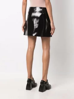 ( Nouvelle Collection ) Versace 1B000 BLACK Jupe Portefeuille En Laine à Effet Enduit Femme -Pas Cher Versace Boutique 17323282 37714726 600