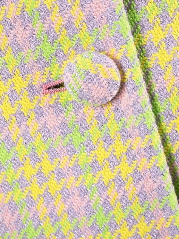 ( Nouvelle Collection ) Versace 6Y060 YELLOW + MULTICOLOR Manteau Medusa à Motif Pied-de-poule Femme 7 ( Nouvelle Collection ) Versace 6Y060 YELLOW + MULTICOLOR Manteau Medusa à Motif Pied-de-poule Femme – Image 7