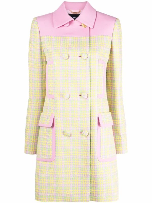 ( Nouvelle Collection ) Versace 6Y060 YELLOW + MULTICOLOR Manteau Medusa à Motif Pied-de-poule Femme 1 ( Nouvelle Collection ) Versace 6Y060 YELLOW + MULTICOLOR Manteau Medusa à Motif Pied-de-poule Femme