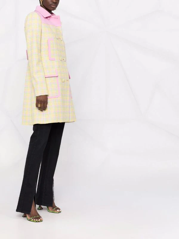 ( Nouvelle Collection ) Versace 6Y060 YELLOW + MULTICOLOR Manteau Medusa à Motif Pied-de-poule Femme 6 ( Nouvelle Collection ) Versace 6Y060 YELLOW + MULTICOLOR Manteau Medusa à Motif Pied-de-poule Femme – Image 6