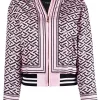 ( Nouvelle Collection ) Versace Veste Bomber La Greca En Soie 5P210 CANDY + BLACK