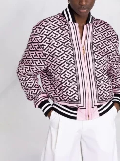 ( Nouvelle Collection ) Versace Veste Bomber La Greca En Soie 5P210 CANDY + BLACK -Pas Cher Versace Boutique 17323287 37893148 600