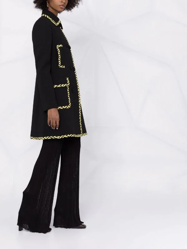 ( Nouvelle Collection ) Versace Manteau La Greca à Boutonnière Croisée 2B850 BLACK+PINEAPPLE 4 ( Nouvelle Collection ) Versace Manteau La Greca à Boutonnière Croisée 2B850 BLACK+PINEAPPLE – Image 4