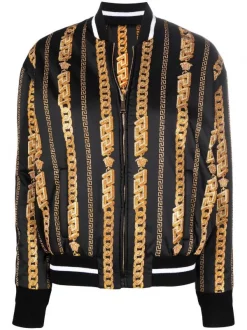 ( Nouvelle Collection ) Versace Veste Bomber Brodée De Sequins 5B000 BALCK+GOLD