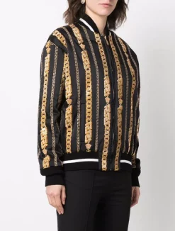 ( Nouvelle Collection ) Versace Veste Bomber Brodée De Sequins 5B000 BALCK+GOLD -Pas Cher Versace Boutique 17323292 38094882 600