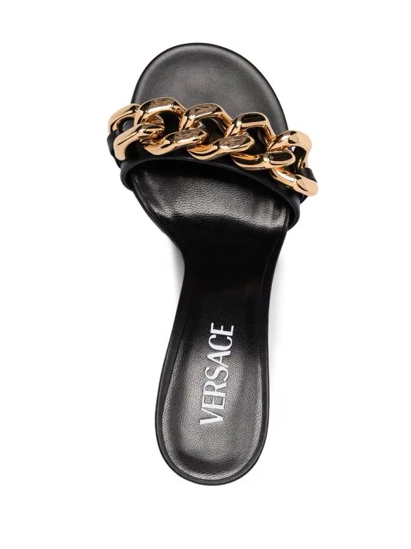 ( Nouvelle Collection ) Versace Mules Medusa Chain 1B00V NERO - ORO VERSACE 4 ( Nouvelle Collection ) Versace Mules Medusa Chain 1B00V NERO - ORO VERSACE – Image 4