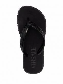 ( Nouvelle Collection ) Versace 1B000 NERO Tongs à Motif Greca Femme -Pas Cher Versace Boutique 17323302 37702328 600