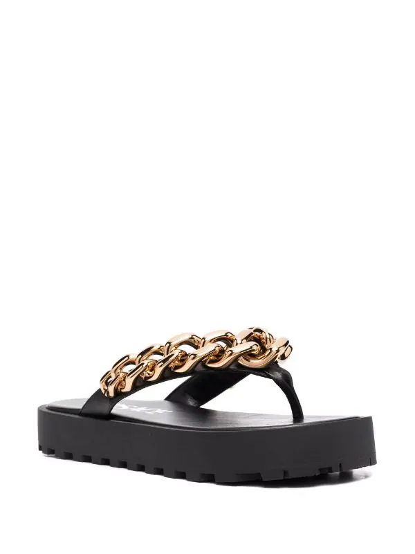 ( Nouvelle Collection ) Versace Tongs à Détails De Chaînes 1B00V Nero Oro Versace 2 ( Nouvelle Collection ) Versace Tongs à Détails De Chaînes 1B00V Nero Oro Versace – Image 2