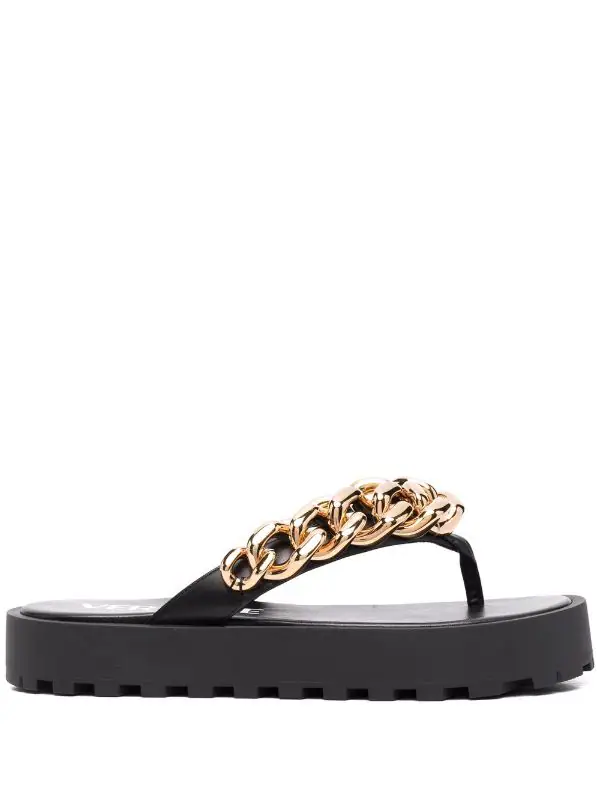 ( Nouvelle Collection ) Versace Tongs à Détails De Chaînes 1B00V Nero Oro Versace 1 ( Nouvelle Collection ) Versace Tongs à Détails De Chaînes 1B00V Nero Oro Versace