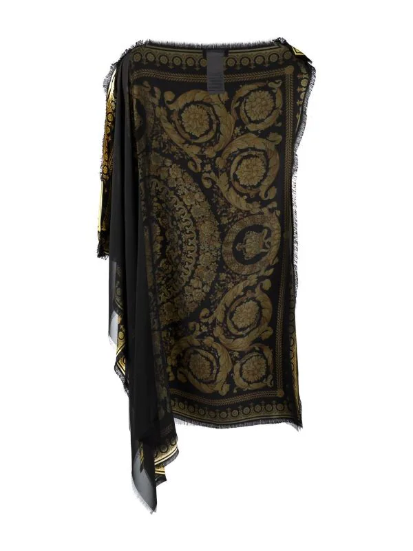 ( Nouvelle Collection ) Versace Robe De Plage En Soie à Imprimé Barocco 5B000 BLACK+GOLD 2 ( Nouvelle Collection ) Versace Robe De Plage En Soie à Imprimé Barocco 5B000 BLACK+GOLD – Image 2
