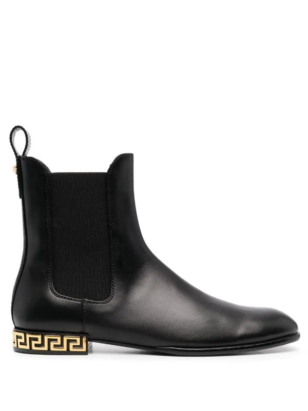Versace 1B00V NERO - ORO VERSACE Bottines Chelsea Greca Femme 1 Versace 1B00V NERO - ORO VERSACE Bottines Chelsea Greca Femme