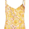 Versace 5P220 CANDY+ORO Débardeur En Soie à Imprimé Barocco Femme