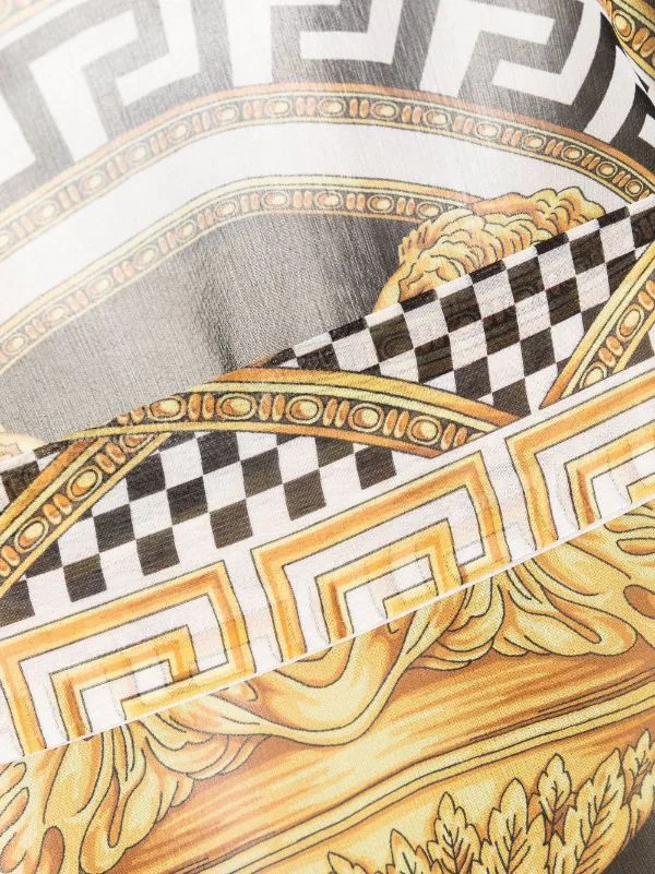 ( Nouvelle Collection ) Versace Robe En Soie à Imprimé Barocco 5W170 WHITE + GOLD + BLACK 3 ( Nouvelle Collection ) Versace Robe En Soie à Imprimé Barocco 5W170 WHITE + GOLD + BLACK – Image 3