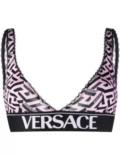 ( Nouvelle Collection ) Versace 5P210 CANDY+BLACK Soutien-gorge à Imprimé La Greca Femme
