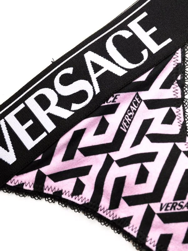 ( Nouvelle Collection ) Versace 5P210 CANDY+BLACK String à Motif La Greca Femme 3 ( Nouvelle Collection ) Versace 5P210 CANDY+BLACK String à Motif La Greca Femme – Image 3