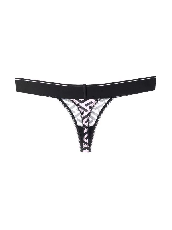 ( Nouvelle Collection ) Versace 5P210 CANDY+BLACK String à Motif La Greca Femme 2 ( Nouvelle Collection ) Versace 5P210 CANDY+BLACK String à Motif La Greca Femme – Image 2