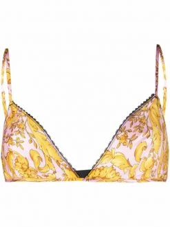 Versace 5P220 CANDY GOLD Soutien-gorge En Soie à Imprimé Barocco Femme