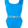( Positively Conscious ) Versace 1V390 BLUE Maillot De Bain à Bande Greca Femme