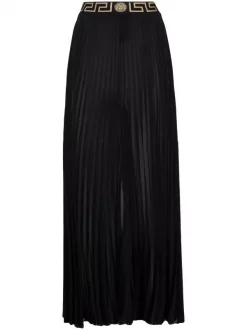 Versace Pantalon Plissé à Taille Greca Femme