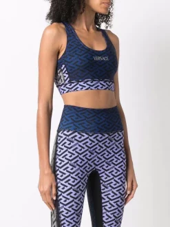 ( Nouvelle Collection ) Versace 6U680 BLUE Brassière De Sport Colour Block à Imprimé Greca Femme -Pas Cher Versace Boutique 17332999 36788669 600