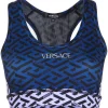 ( Nouvelle Collection ) Versace 6U680 BLUE Brassière De Sport Colour Block à Imprimé Greca Femme